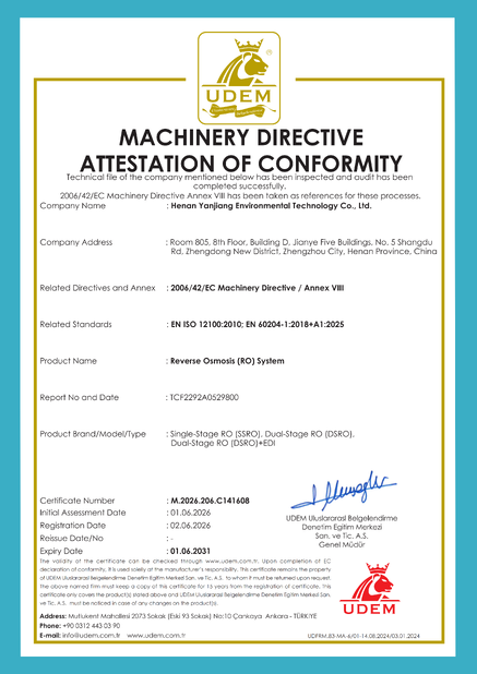 Trung Quốc Henan Yanjiang Environmental Technology Co., Ltd. Chứng chỉ